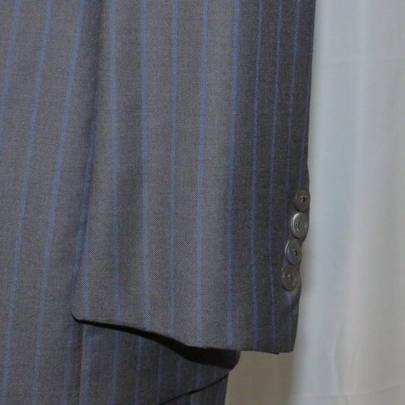 ISAIA Gregorio Super 160 Gray Striped Current Two Button Suit 44L - Picture 10 of 16